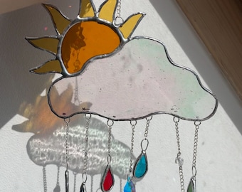 Handmade "Dancing Rainbow " stained glass suncatcher