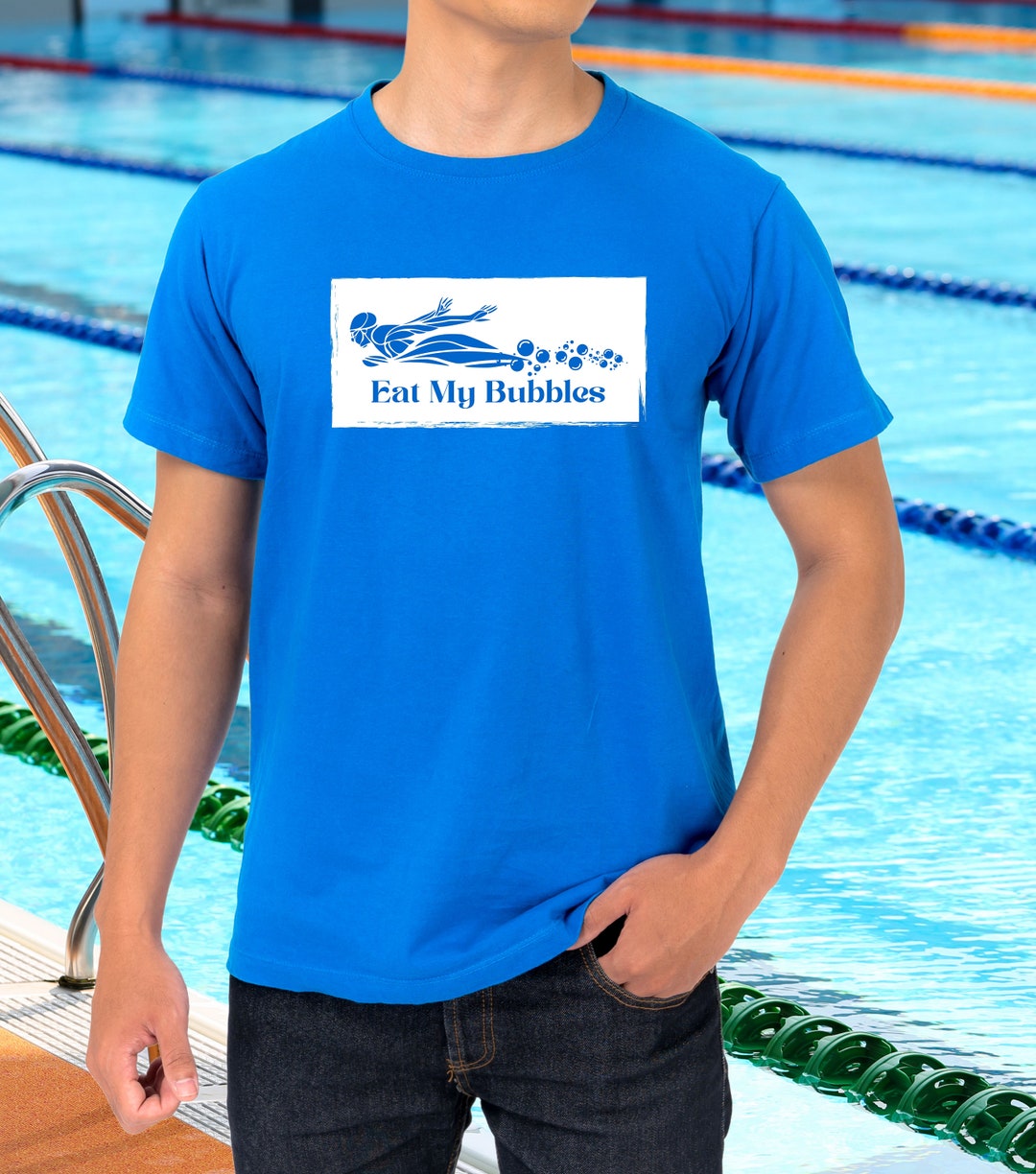 Eat My Bubbles Blue&white Swimming Swim Sports High - Etsy