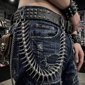 Übertriebene Metal Fishbone Spiked Kette - Gothic Gürtel Kette