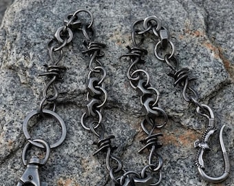 Corrente de carteira com spikes em metal pesado - Corrente de cinto gótica