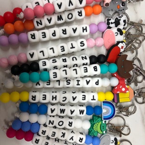 Personalized Silicone Beads keychain with Name