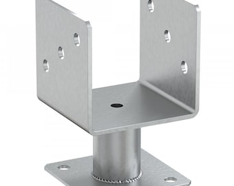 Soporte para poste de pérgola galvanizado de alta resistencia, elevado y atornillado, anclaje para poste al suelo y zapata para poste.