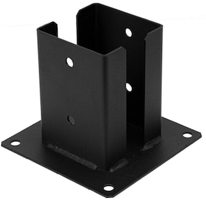 Heavy Duty Black Powder Coated Bolt Down Pergola Post Support | Fence Post Bracket | Post Foot | Bolt Down Post Ground Anchor