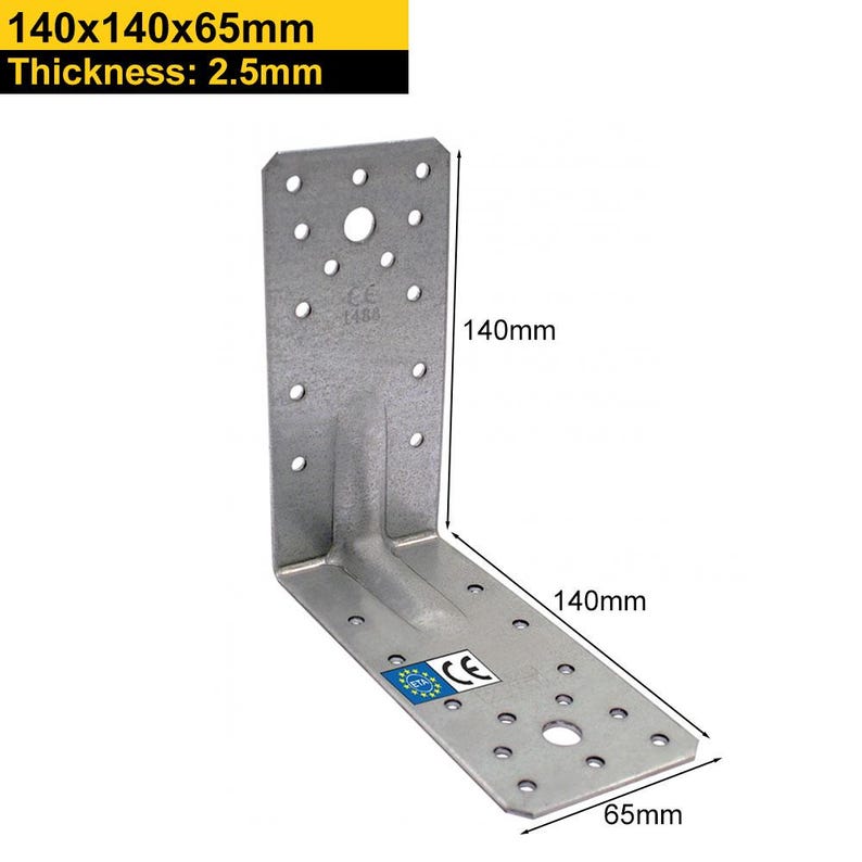 Smart House GB Heavy Duty Reinforced Right Angle Bracket – 70x55mm Galvanised Steel – Joist Support
