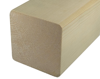 May include: A close-up of a square-shaped piece of unfinished, light brown wood. The wood has a smooth, even texture.