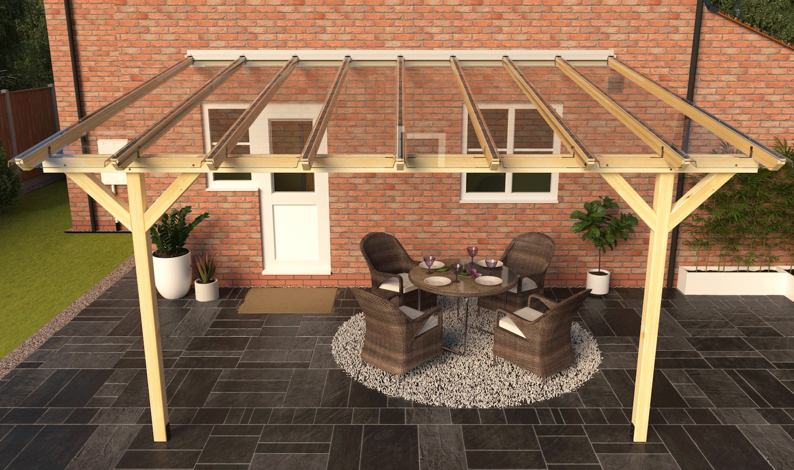Complete Self-assembly Lean-to Pergola Skylite Kit With EZ Glaze ...