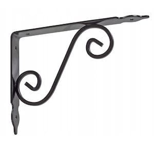 Single Heavy Duty Black Iron Decorative Shelf Bracket – Industrial Rustic Look Shelf Support