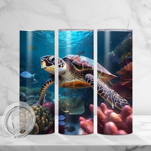 Sea Turtle 20 oz Skinny Tumbler Sublimation Design, Straight & Tapered Wrap, Tumbler Wrap, Tumbler PNG, Instant Download