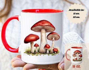 Mushroom Mug, Cottagecore Mug, A great gift for the mushroom lover as well as the gardener of the house, Toadstool Mug, Fungi Art