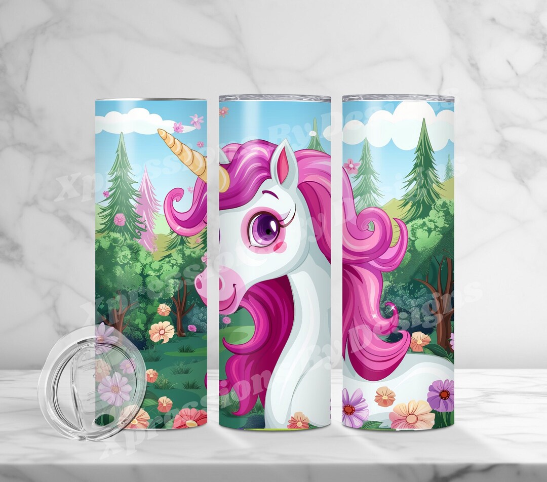 Cute Unicorn PNG, 20 Oz Skinny Tumbler Sublimation PNG, Unicorn Design ...