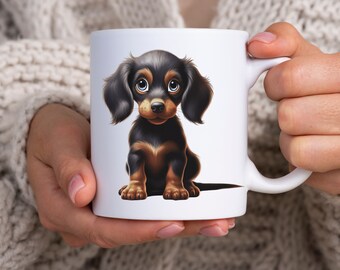 Teckelmok, keramische mok 11oz, teckelpuppy, teckelcadeau, teckelmoeder, teckelliefhebbers