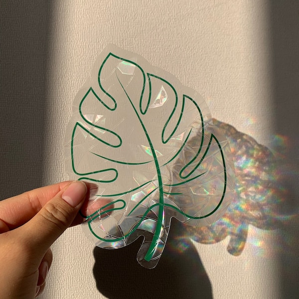 Suncatcher Sticker| Sonnenfänger Aufkleber| Pflanzen| Blatt | Regenbogenfarbe|  Geschenk für Pflanzenliebhaber | Hologramm|  Geschenkidee