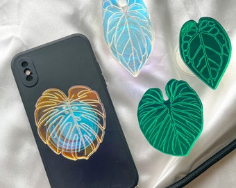 Holographic Plant Phone Grip | cell phone holder| Phone Grip| finger grip| Gift for Plant Lovers| Rainbow| Cell phone accessories