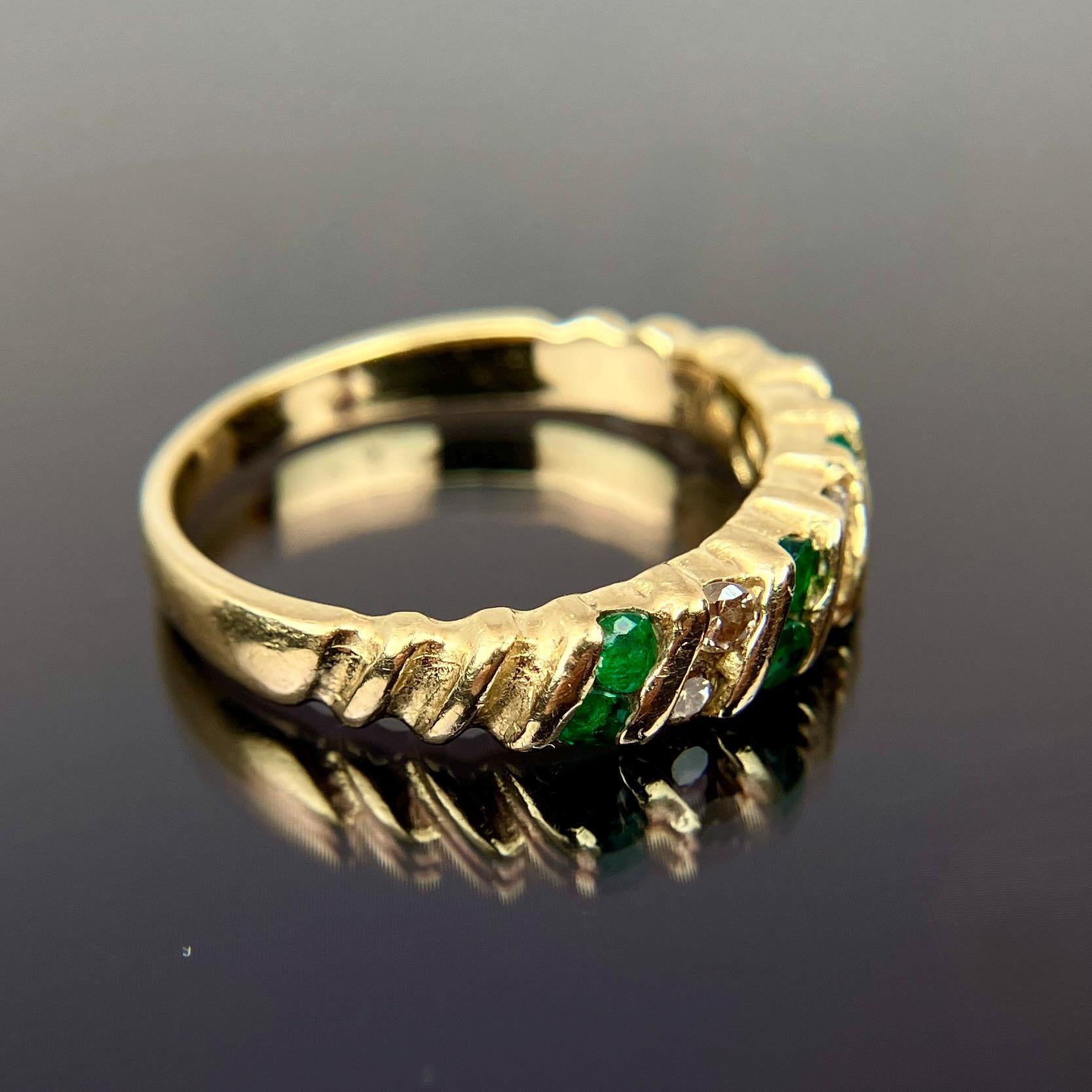 EFFY BH 14k Diamond & Emerald Band Yellow Gold Ring Size 5.25 - Etsy