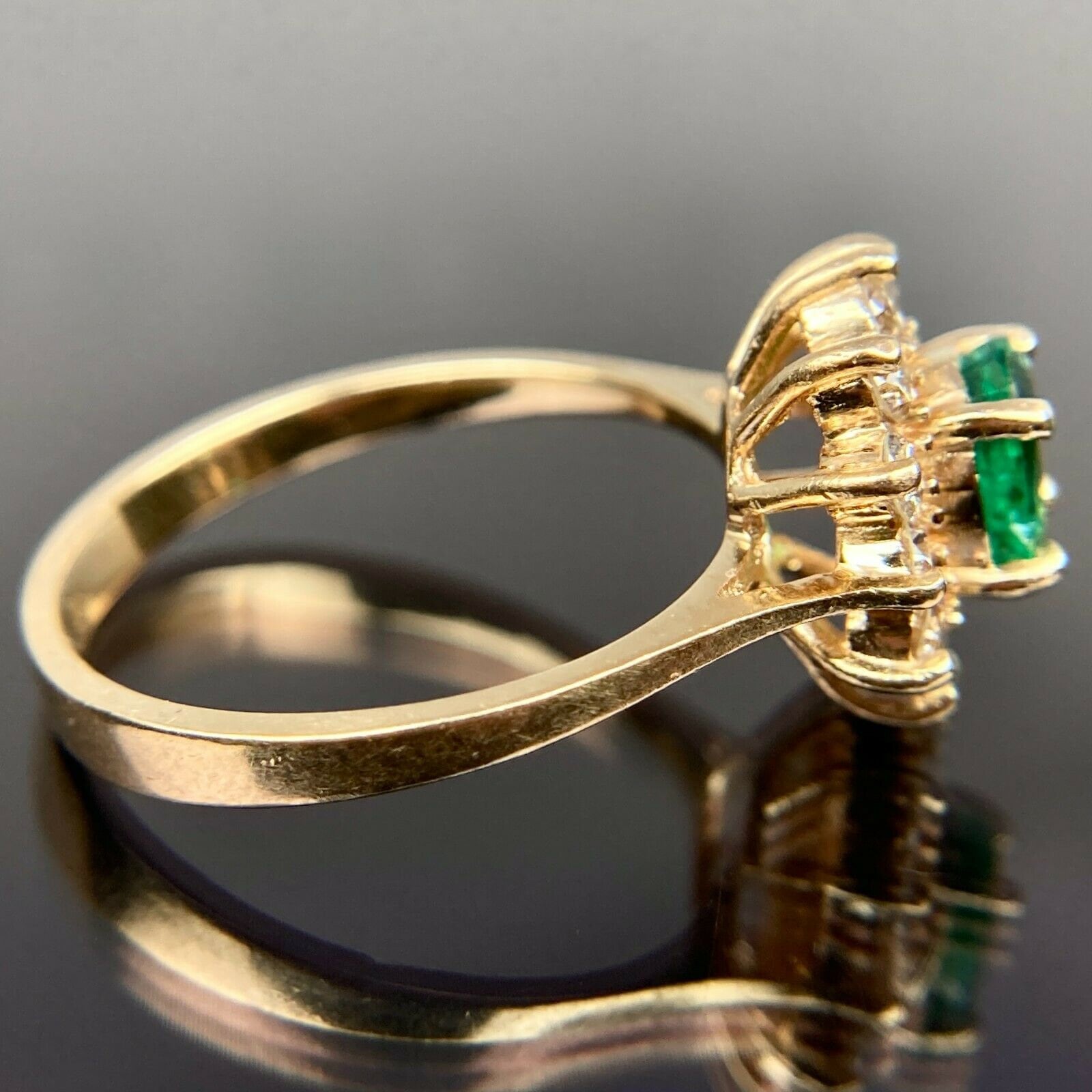 EFFY BH 14k Emerald & Diamond Halo Yellow Gold Ring Size 6 - Etsy