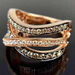 Le Vian 14k White & Chocolate Diamond Crossover Rose Gold Ring Size 7