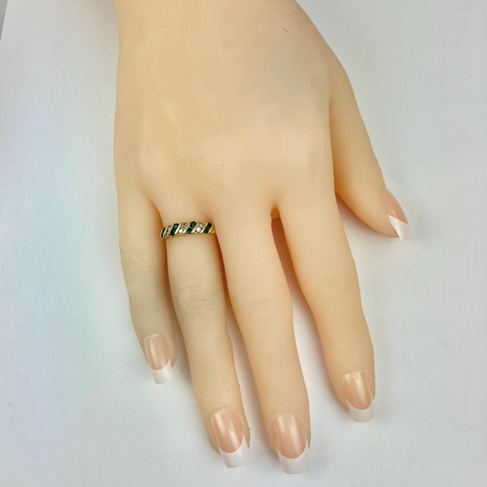 EFFY BH 14k Diamond & Emerald Band Yellow Gold Ring Size 5.25 - Etsy