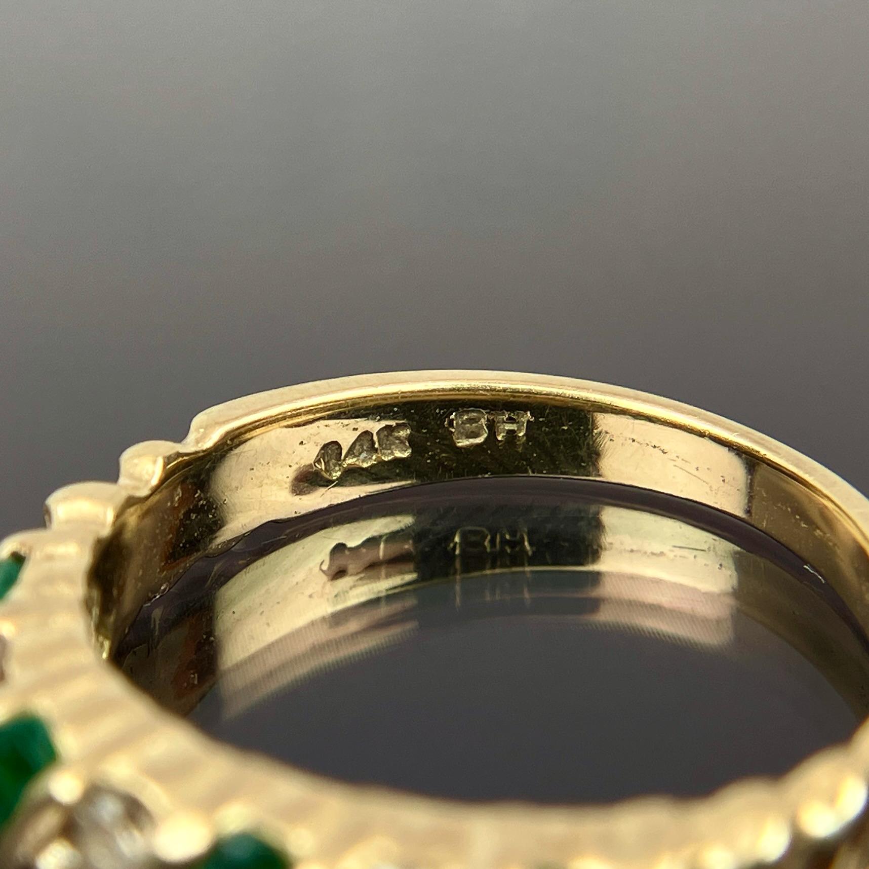 EFFY BH 14k Diamond & Emerald Band Yellow Gold Ring Size 5.25 - Etsy