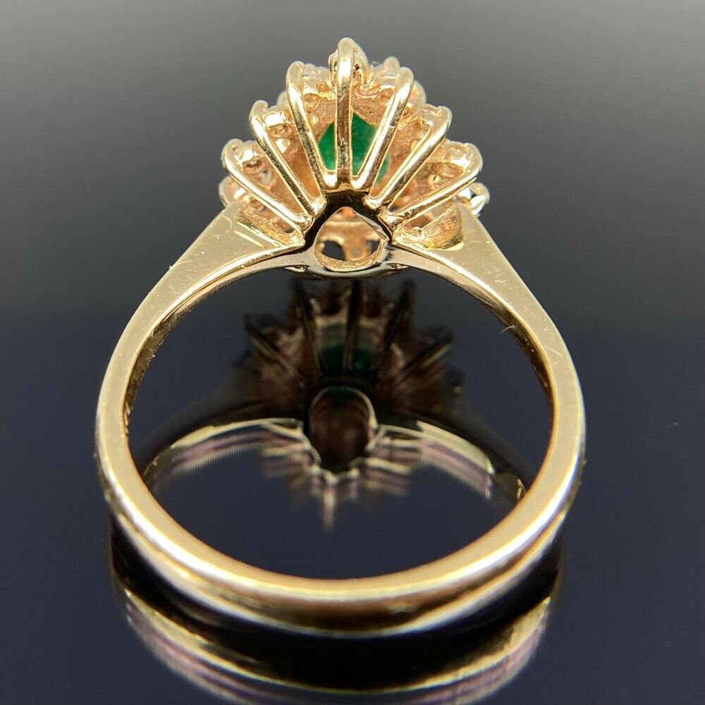 14k Diamond Emerald Double Halo Yellow Gold Ring Size 6 - Etsy