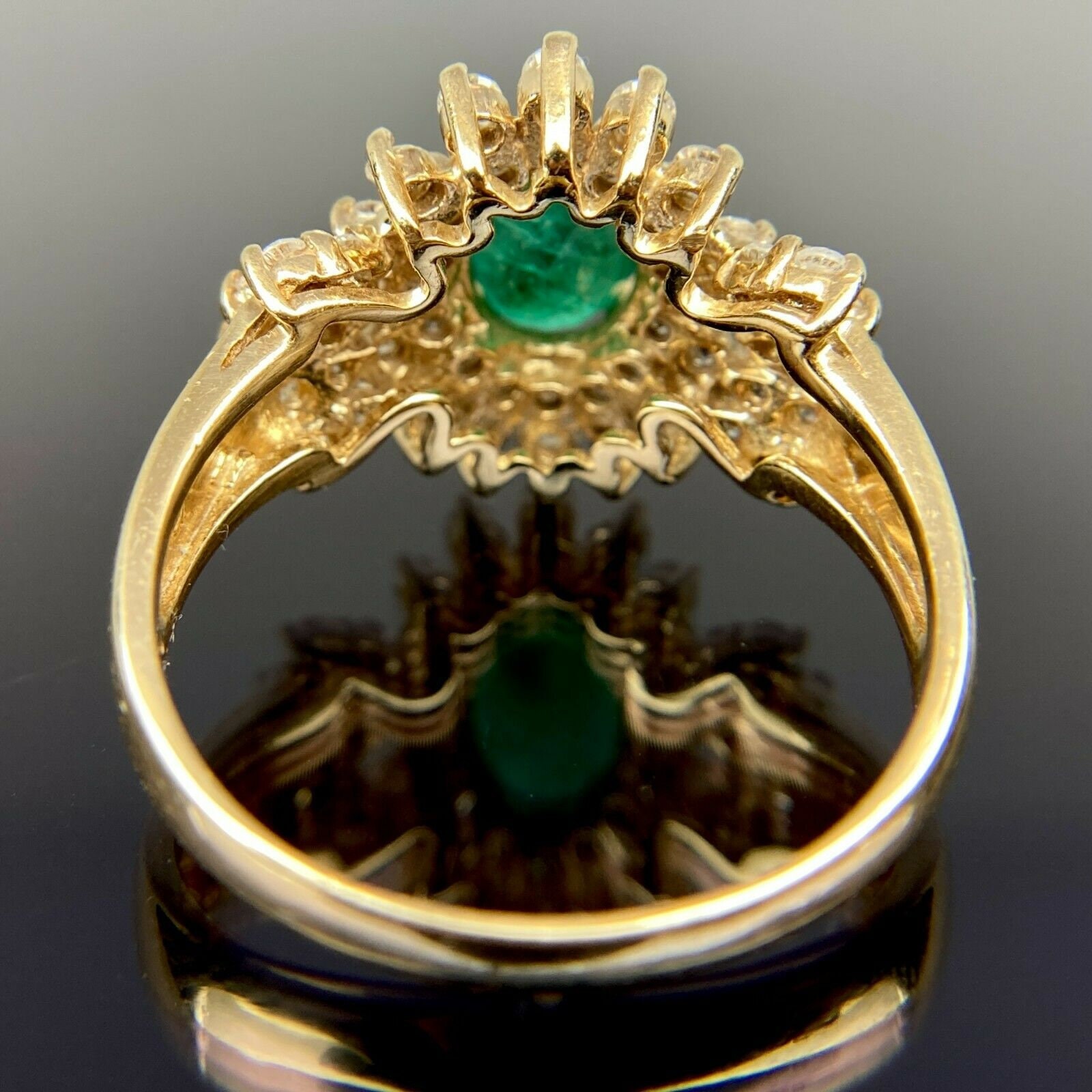 EFFY BH 14k Diamond & Emerald Double Halo Yellow Gold Ring Size 9.5 - Etsy