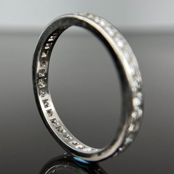 Platinum Channel Set Diamond Eternity Band Ring S… - image 5