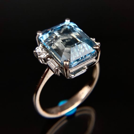 Buy H. Stern 18k Emerald cut Aquamarine Diamond White Gold Ring Size 5.5 Online in India Etsy