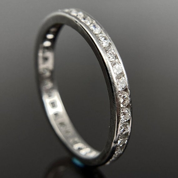 Platinum Channel Set Diamond Eternity Band Ring S… - image 4