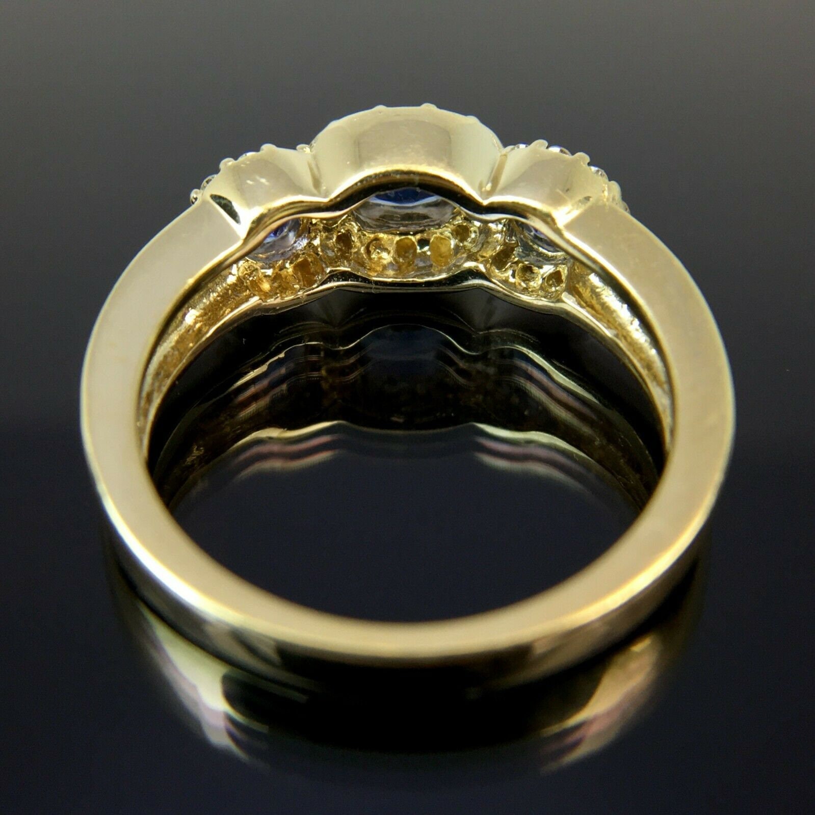 EFFY 14k Diamond & Oval Tanzanite Halo Yellow Gold Ring Size 6.75 - Etsy