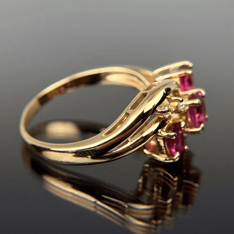 EFFY BH 14k Ruby & Diamond Three-stone Yellow Gold Ring Size 8.25 - Etsy
