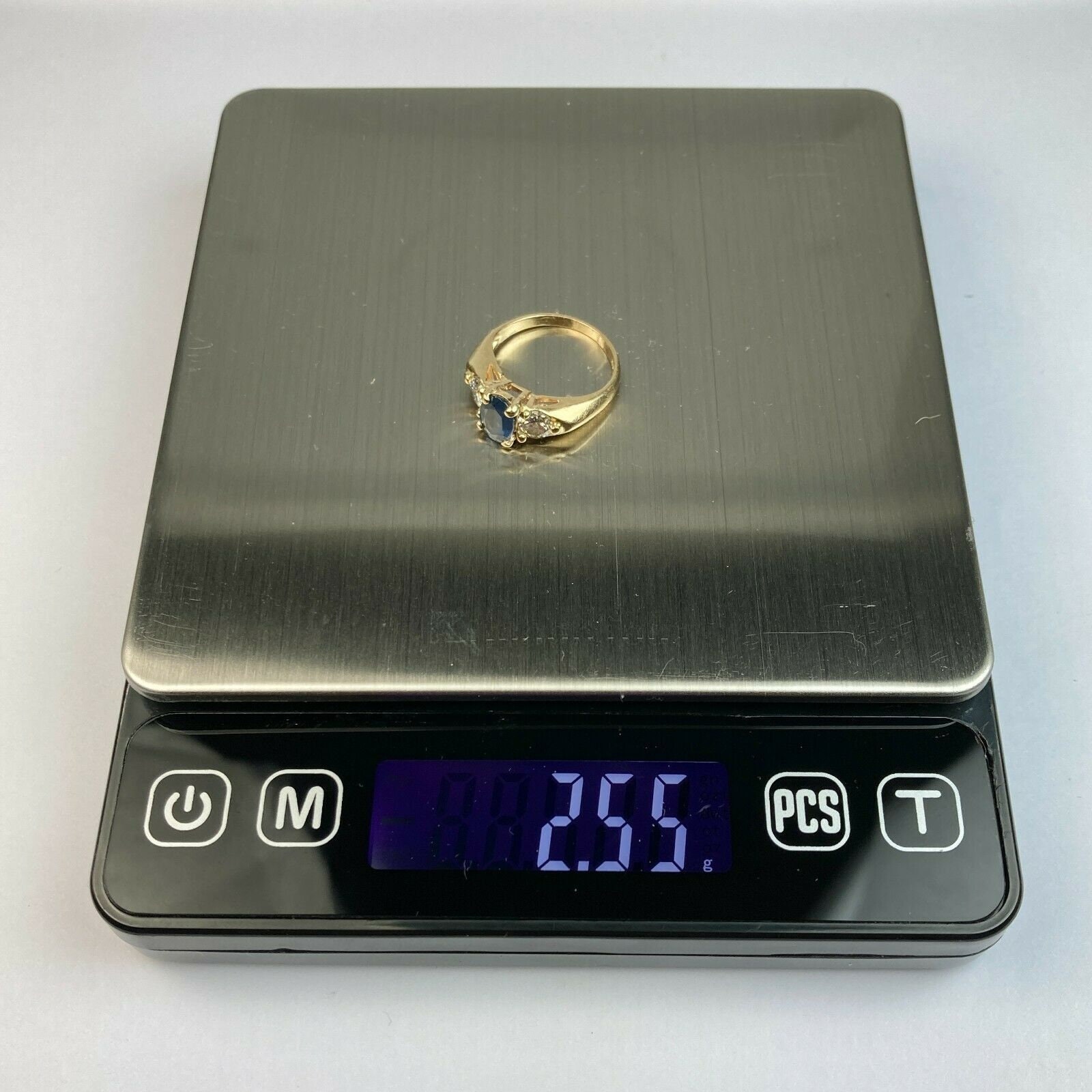 EFFY BH 14k Sapphire & Diamond Yellow Gold Ring Size 7 Big Accent ...