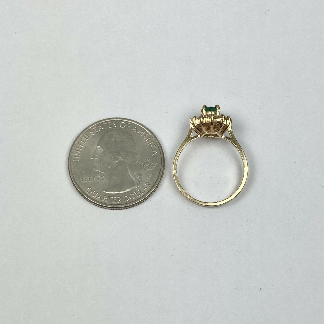 EFFY BH 14k Emerald & Diamond Halo Yellow Gold Ring Size 6 - Etsy