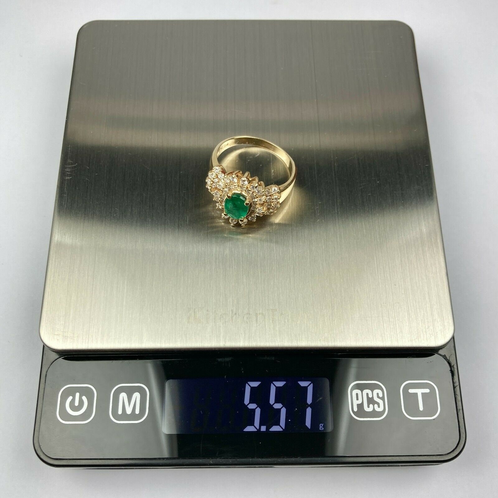 EFFY BH 14k Diamond & Emerald Double Halo Yellow Gold Ring Size 9.5 - Etsy
