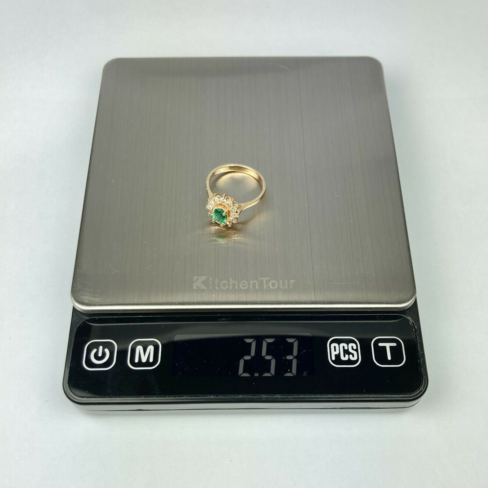 EFFY BH 14k Emerald & Diamond Halo Yellow Gold Ring Size 6 - Etsy