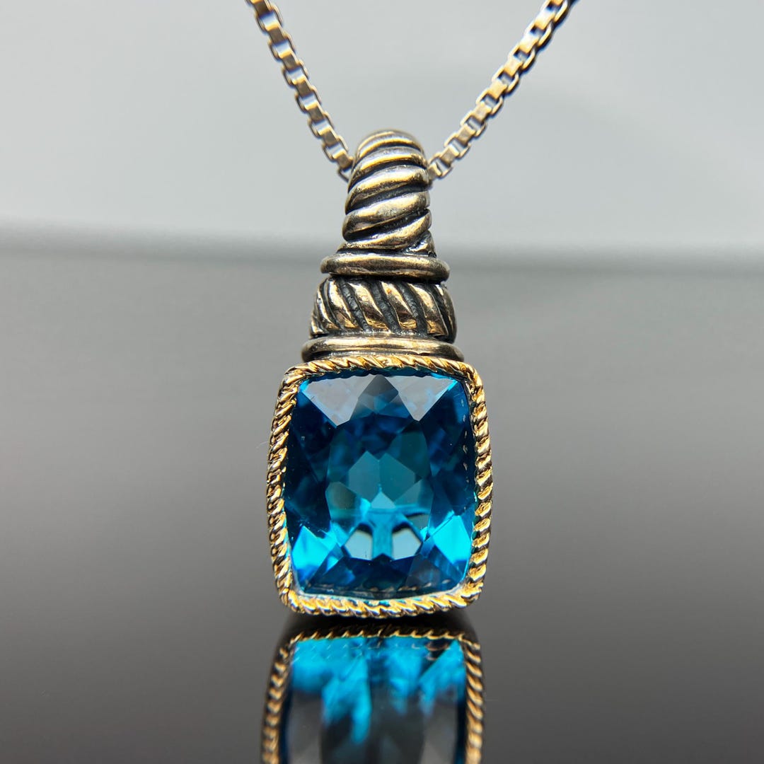 EFFY BH 925 Sterling Silver & 18k Yellow Gold Topaz Pendant With 18 ...