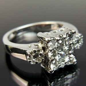 EFFY 14k Diamond Cluster White Gold Ring Size 5.25