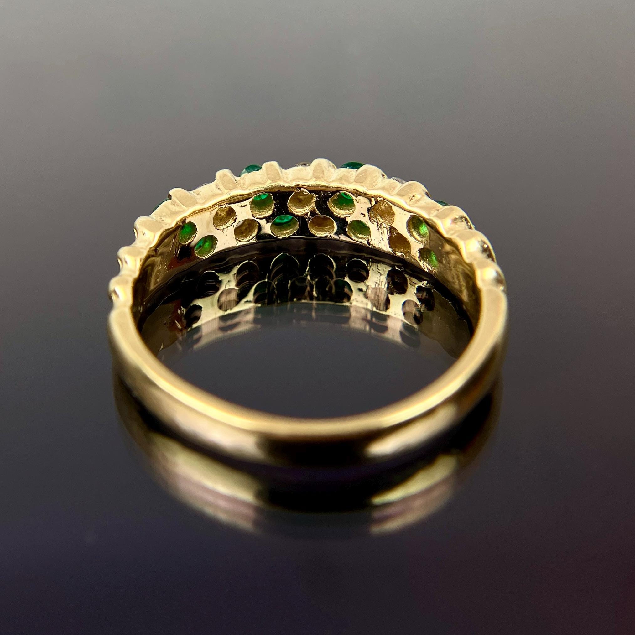 EFFY BH 14k Diamond & Emerald Band Yellow Gold Ring Size 5.25 - Etsy