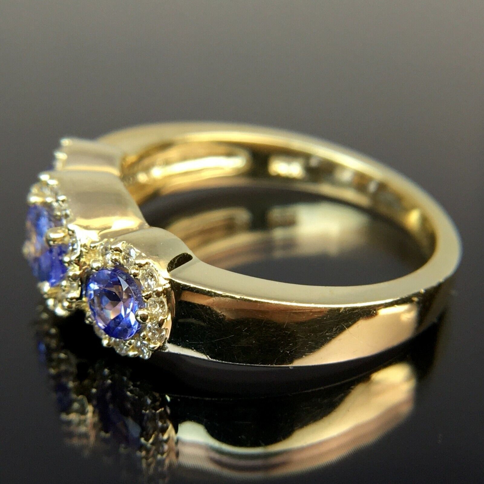 EFFY 14k Diamond & Oval Tanzanite Halo Yellow Gold Ring Size 6.75 - Etsy