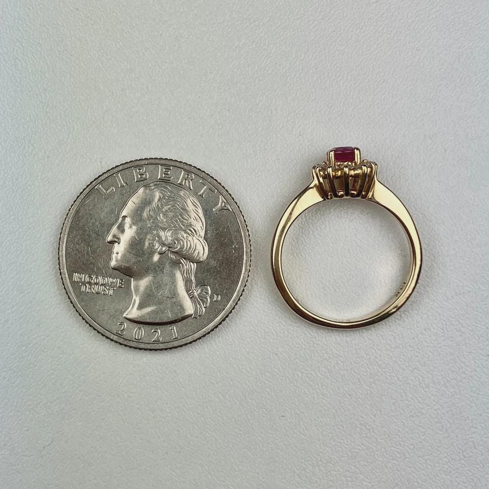 EFFY BH 14k Diamond & Ruby Halo Yellow Gold Ring Size 4.5 - Etsy