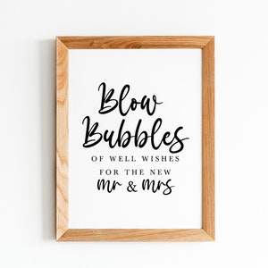 Blow Bubbles Of Well Wishes For The New Mr And Mrs, Wedding Signs, Wedding Bubbles Sign, Bubble Send Off Sign, Wedding Signage, Bubbles Sign