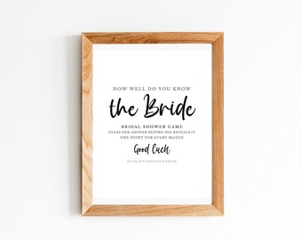Bridal Shower Game Printable, How Well Do You Know The Bride, Bride Trivia Quiz (Digital Download)