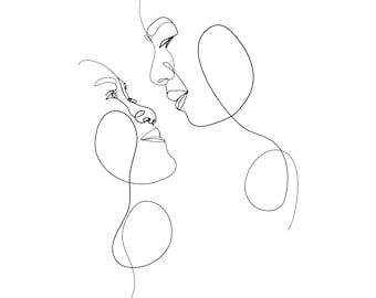 Custom Minimalist Line Art Portrait from Photo, Couple Drawing Wedding Guestbook (Digital Download)
