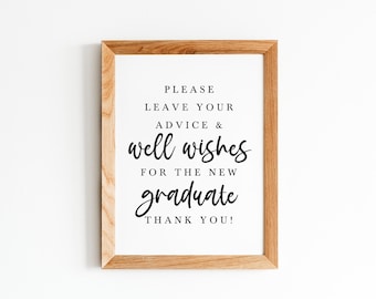 Graduation Advice Sign, Well Wishes Graduation Guestbook, Grad Party Decor Printable (Digital Download)