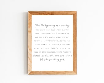 Beginning of a New Day Quote Print, Modern Office Wall Art, Inspirational Printable (Digital Download)