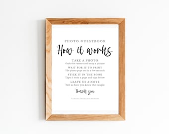 Photo Guestbook Sign, Instax Polaroid Instructions Sign, How To Use The Camera (Digital Download)