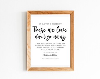 In Loving Memory Wedding Sign, Memorial Table Sign, Those We Love Do Not Go Away (Digital Download)