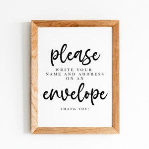 Please Write Your Name And Address On An Envelope, Wedding Signs, Bridal Shower Sign, Wedding Reception signs, Bridal Reception Signs