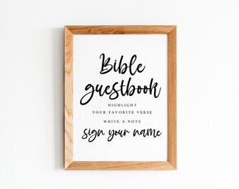 Bible Verse Guestbook Sign, Highlight Your Favorite Verse, Wedding Signage (Digital Download)