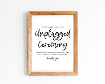 Unplugged Ceremony Sign Printable, No Phones Wedding Sign, Modern Welcome Sign (Digital Download)