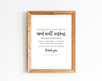 Wedding Advice Sign, Well Wishes Guestbook Sign, Advice For The Newlyweds (Digital Download)