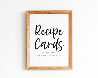 Recipe Cards Sign, Bridal Shower Recipe Table Printable, Wedding Reception Decor (Digital Download)
